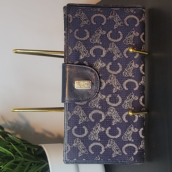 VINTAGE CELINE NAVY CANVAS/ LEATHER WALLET - Picture 1 of 8
